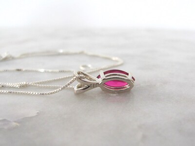Ruby Marquise Cut Pendant in Sterling Silver, Lab Grown Ruby - image8